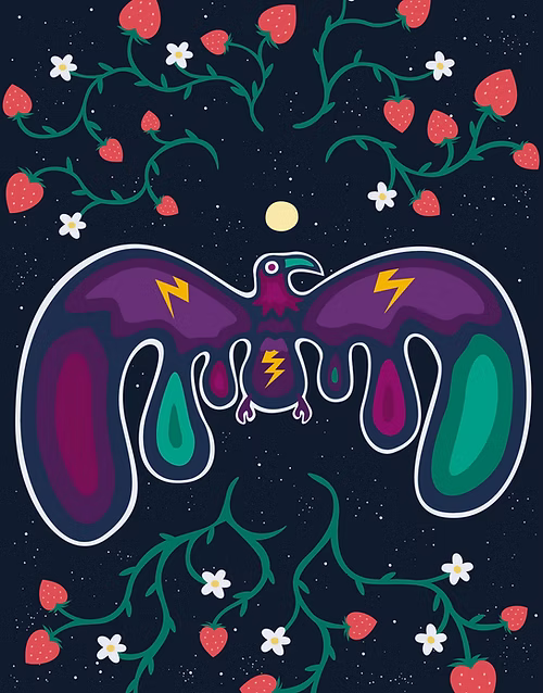 Bada Jean Strawberry Thunderbird Greeting Card