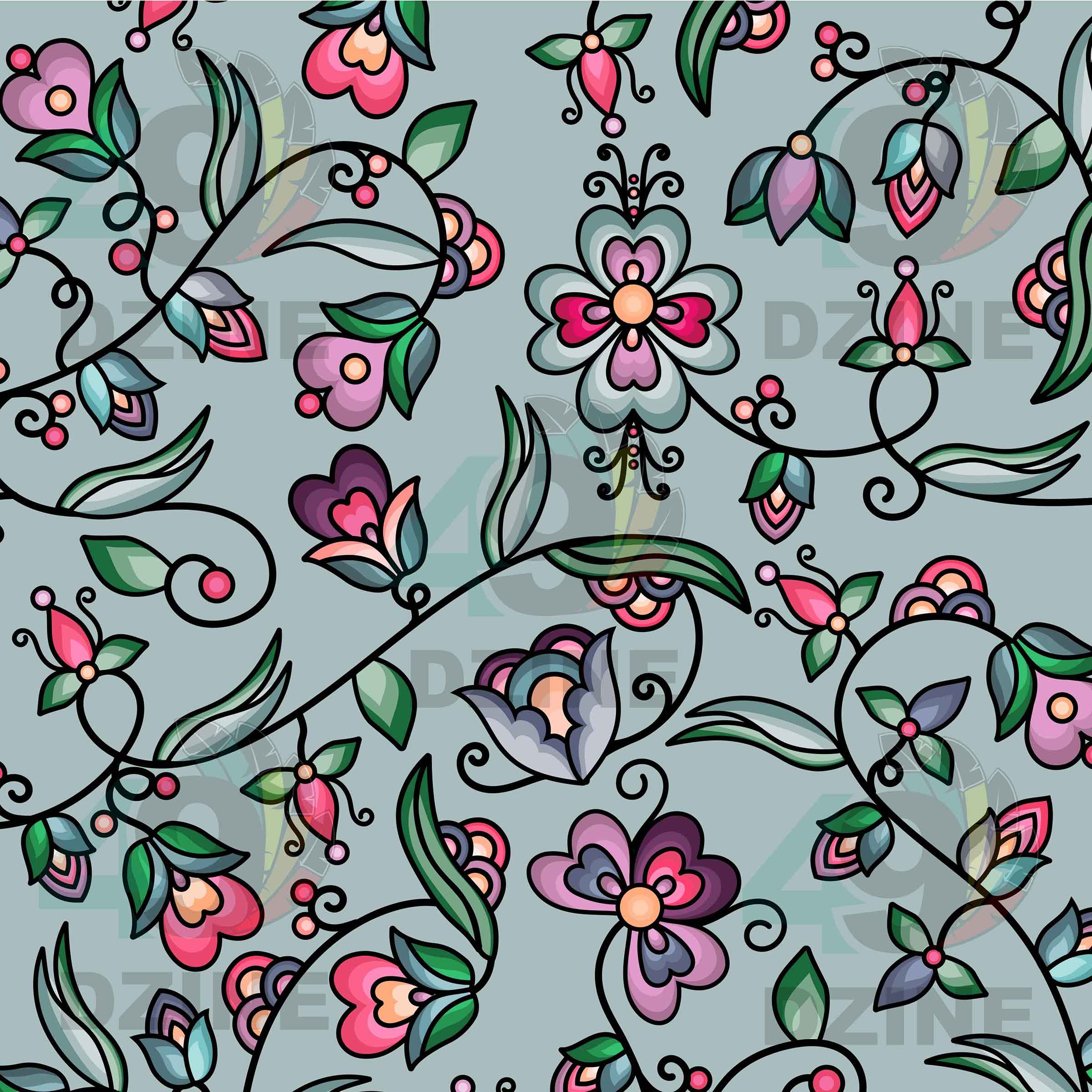 Amber Evening Garland Turquoise Cotton Poplin