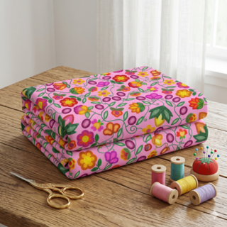 Boreal Bounty Pink Cotton Poplin