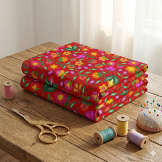 Boreal Bounty Red Cotton Poplin