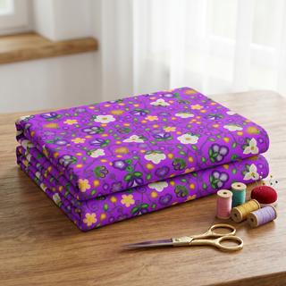 Midnight Moss Bloom Purple Cotton Poplin