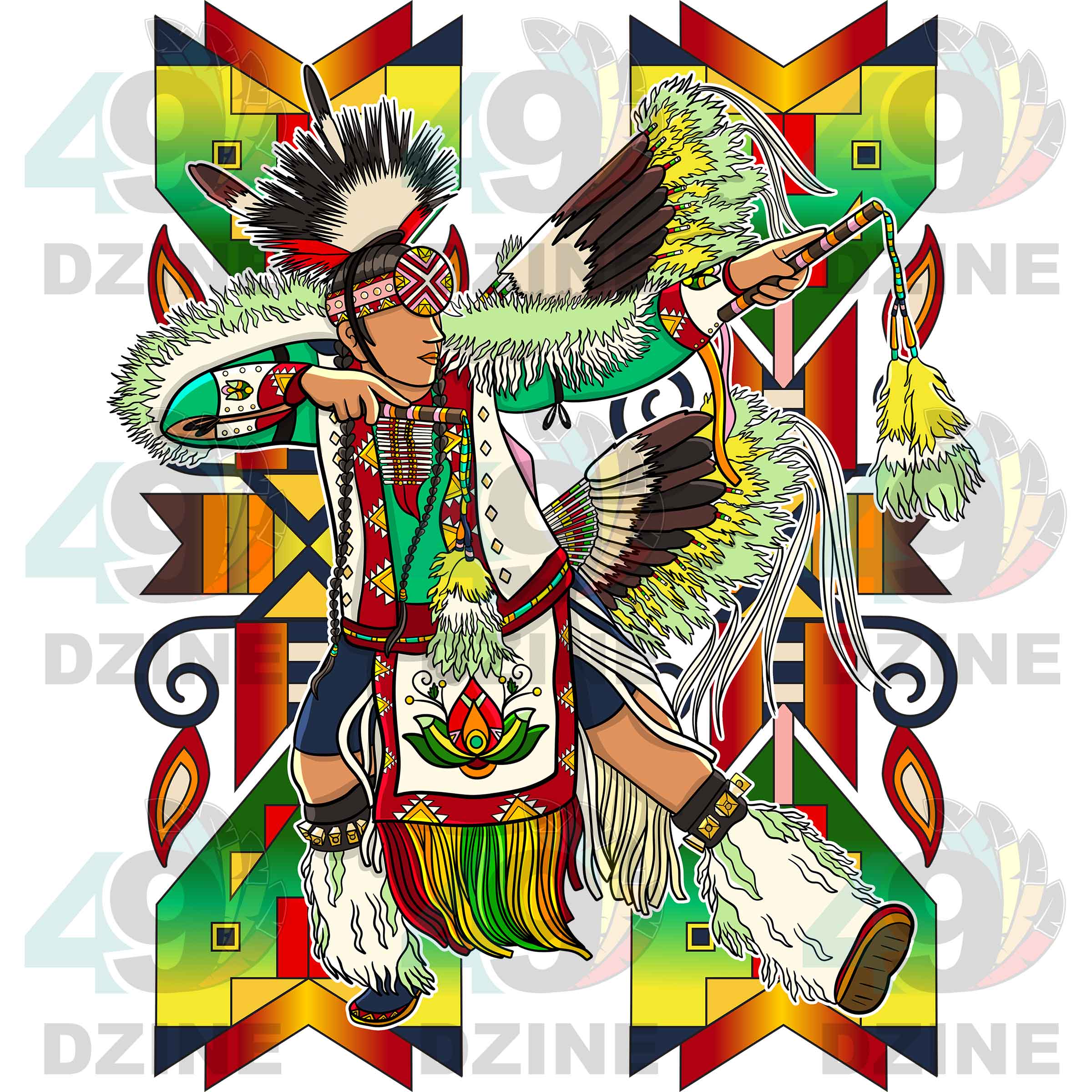 Fancy Dancer 4 with Geometric Design Transfer (Various Sizes)