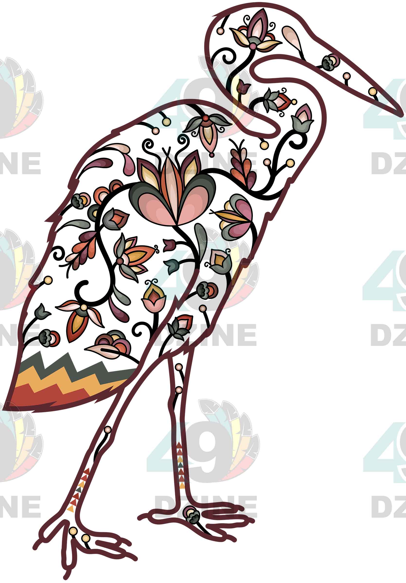 Heron Floral Animals 01 UV Sticker