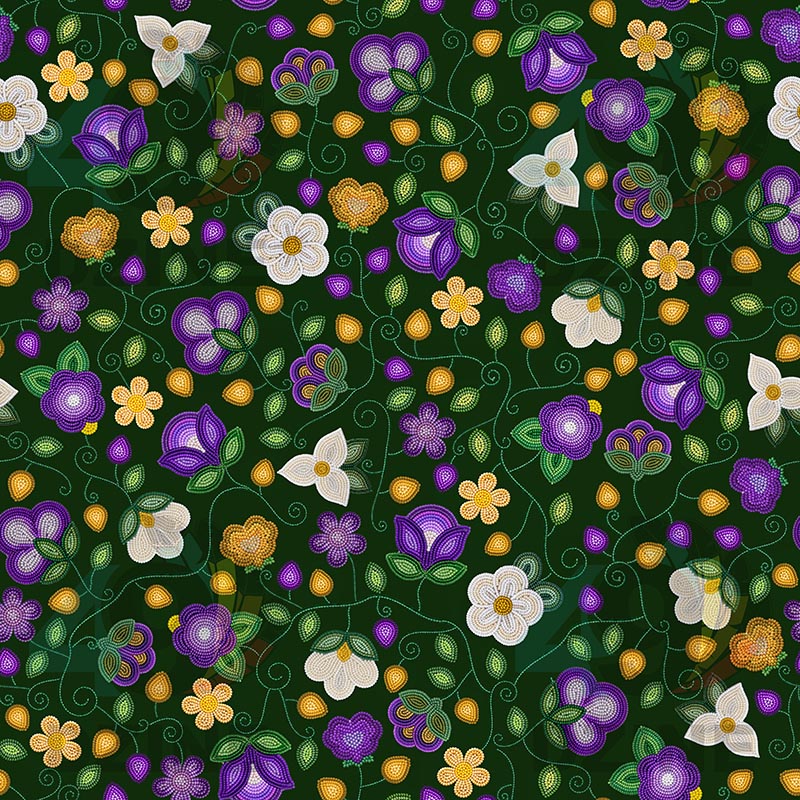 Midnight Moss Bloom Forest Cotton Poplin