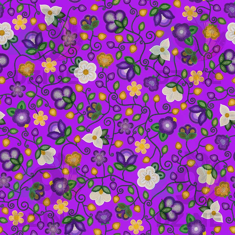 Midnight Moss Bloom Purple Cotton Poplin