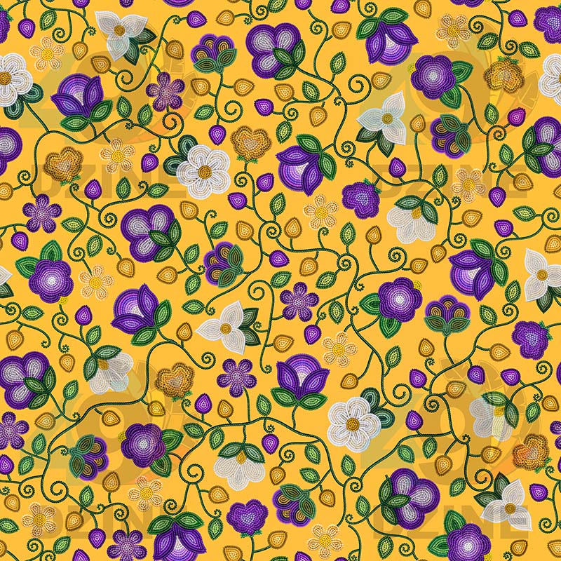 Midnight Moss Bloom Yellow Cotton Poplin