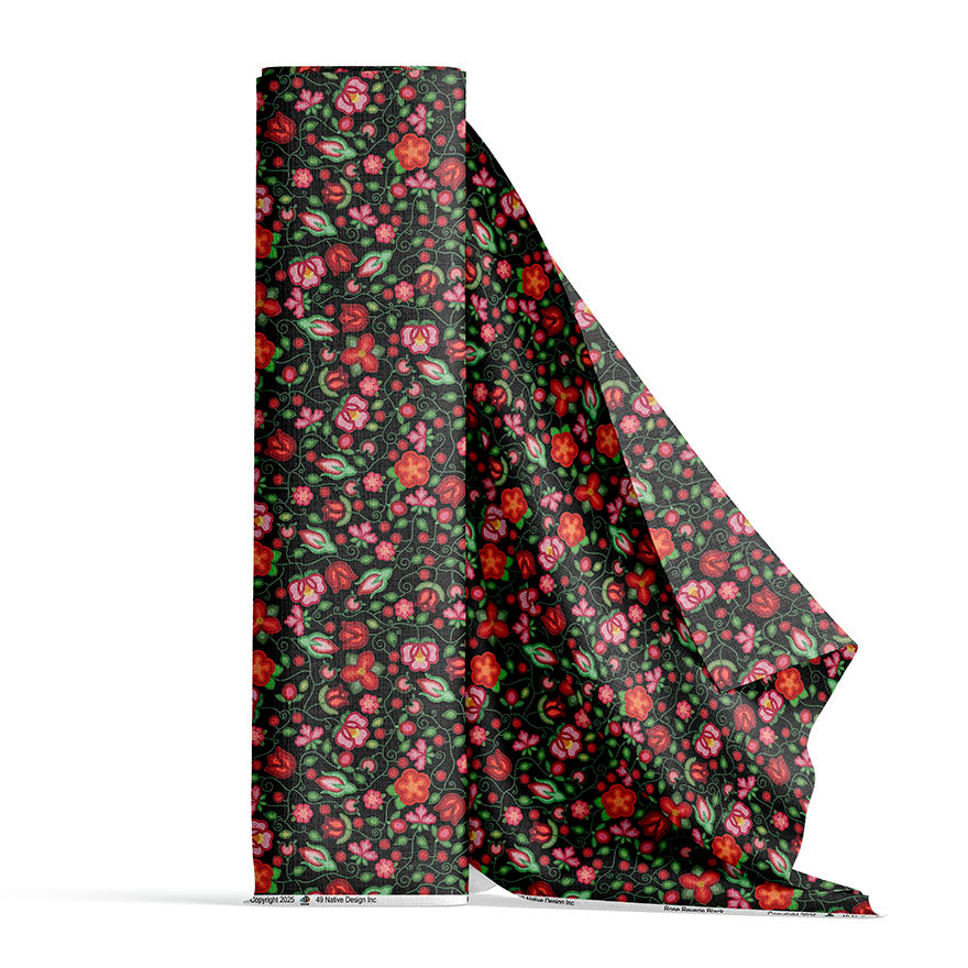 Rose Reverie Black Cotton Poplin