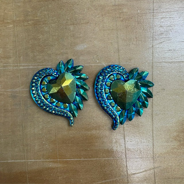 Heart Scale Cabochons Set of 2