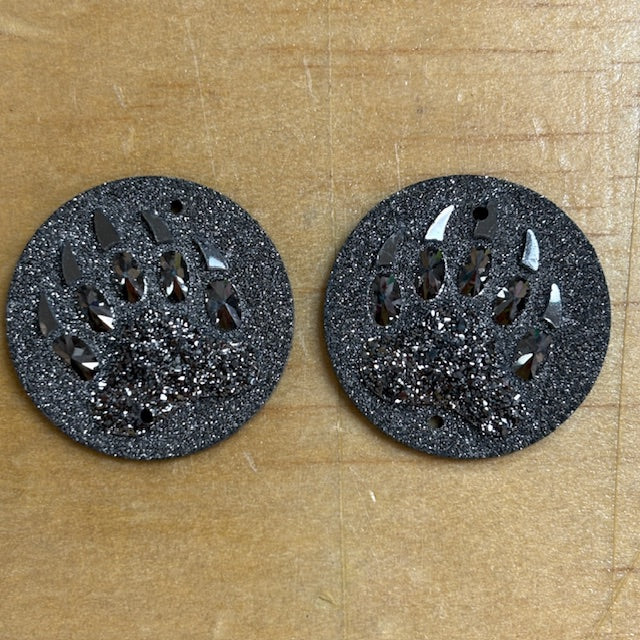 Bear Paw Circle Cabochons Set of 2