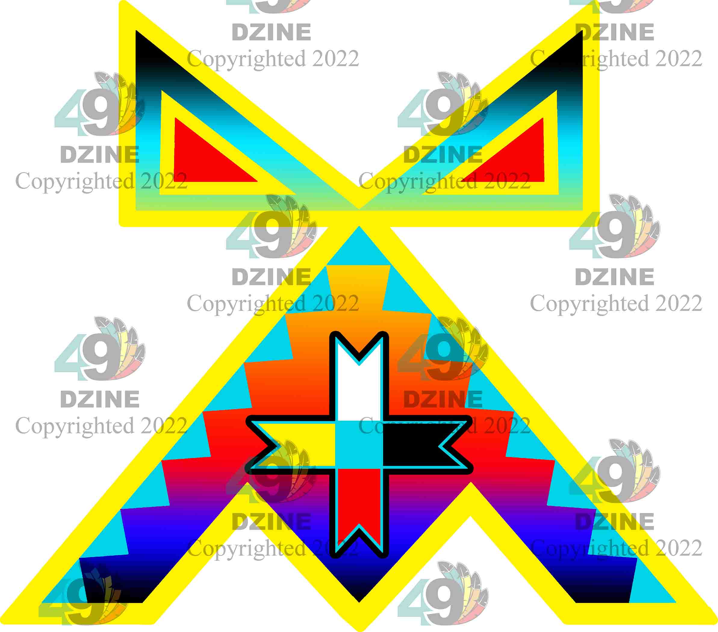 14-inch Geometric Transfer Rainbow Lodge