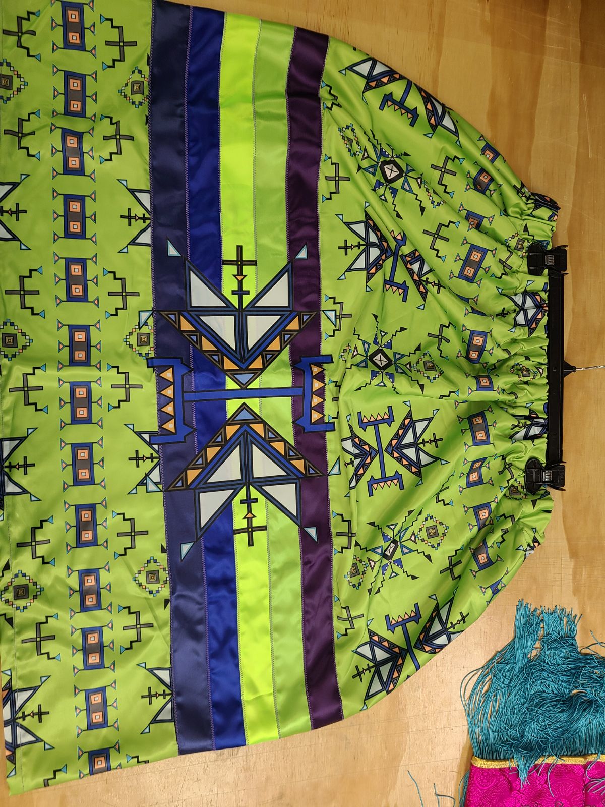 Green Satin Fancy Shawl and Skirt Set