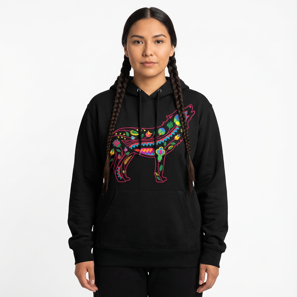 Floral Wolf Pullover Hoodie