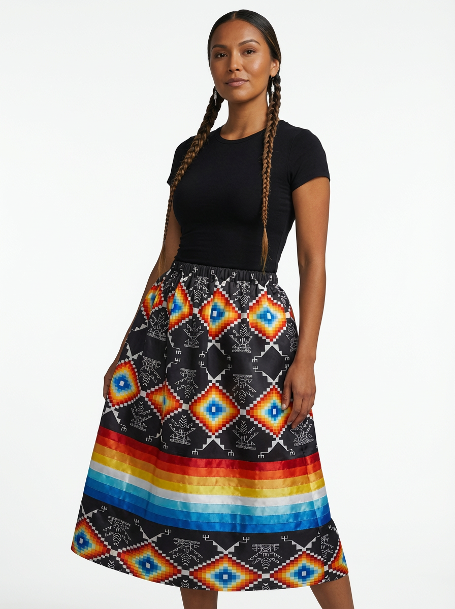 Midnight Pathway Ribbon Skirt with Pockets and Underskirt Lining