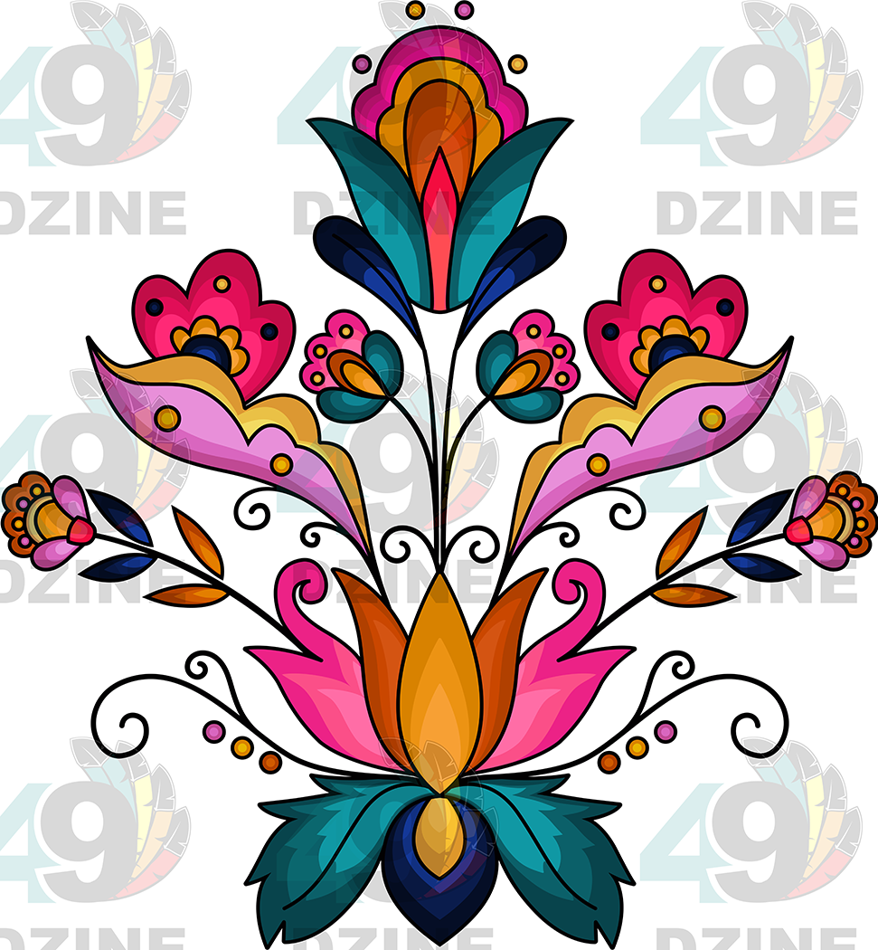 Floral Transfer - Copper Prairie Petals Various Sizes