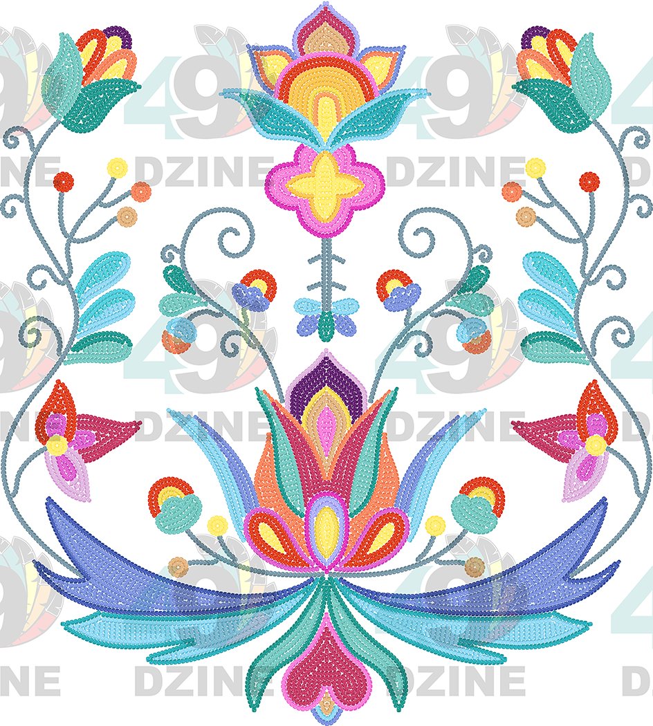 Floral Transfer - Sweetgrass Emberlight Beaded Simulation Various Sizes