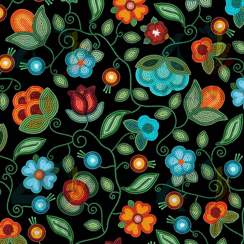 Prairie Fire Petals Black Cotton Poplin