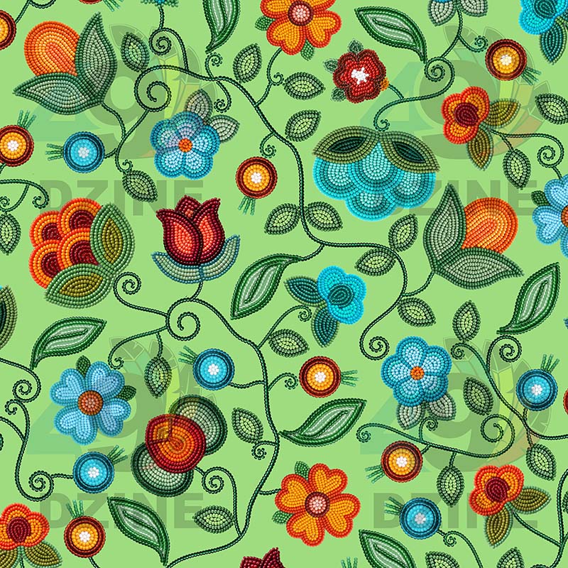 Prairie Fire Petals Sage Cotton Poplin