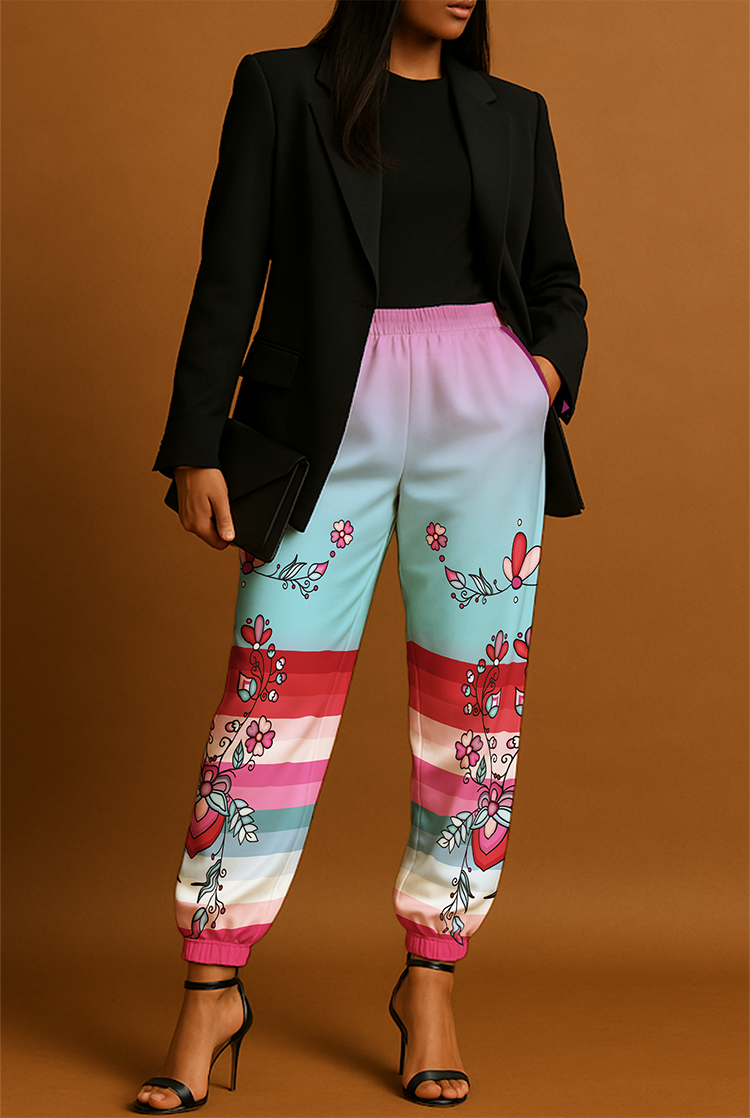Aurora Blooms Ribbon Jogger Pants