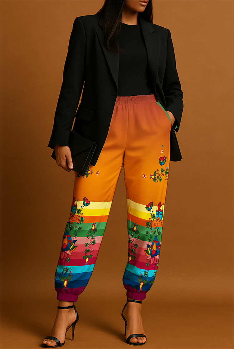 Spirit Bloom Floral Ribbon Jogger Pants