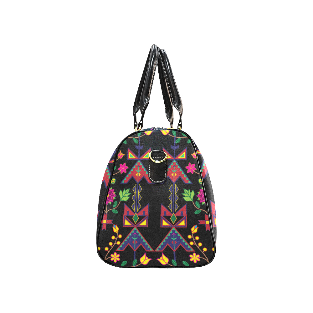 Geometric Floral Spring-Black New Waterproof Travel Bag/Large (Model 1639)