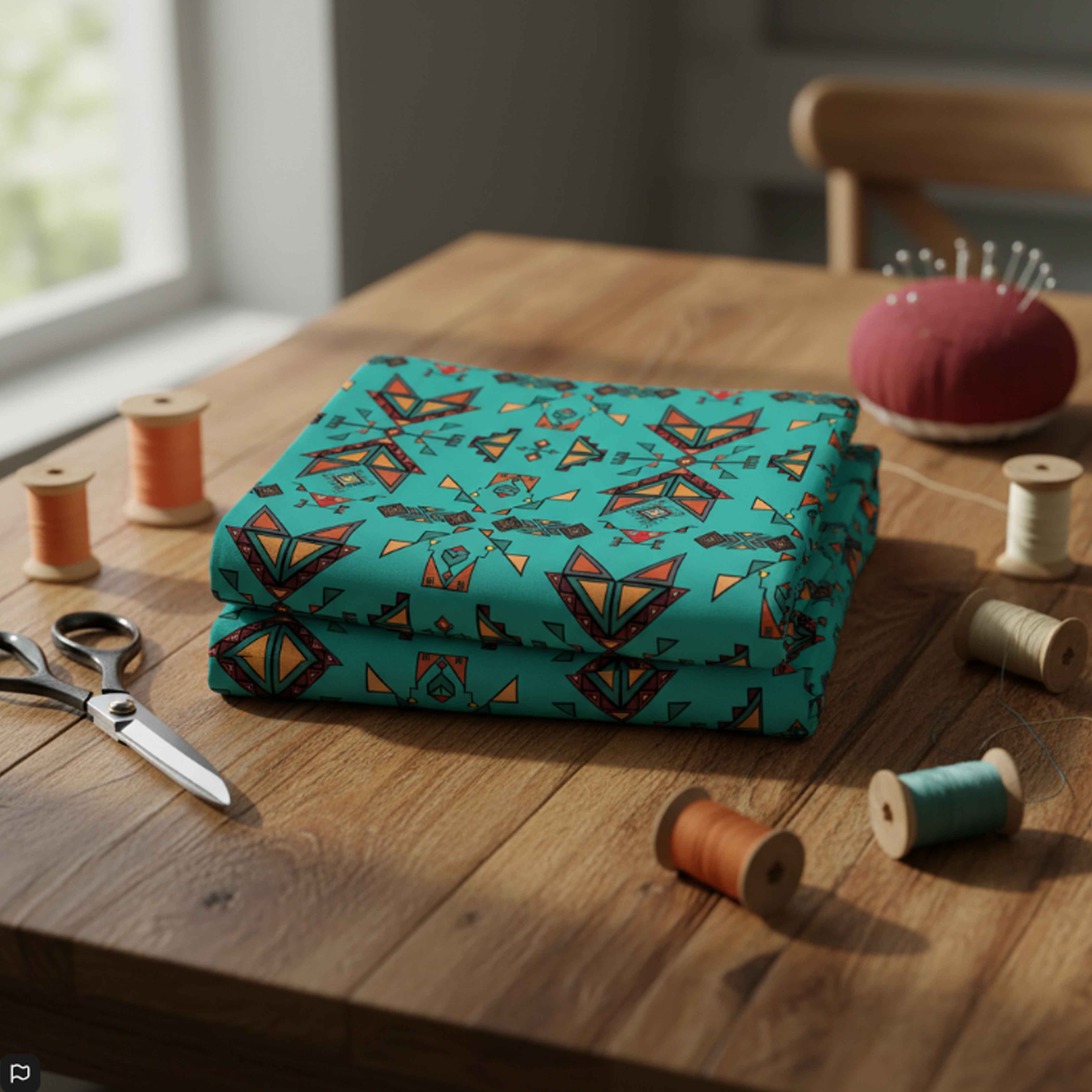 Arrow Dawn Turquoise Cotton Poplin