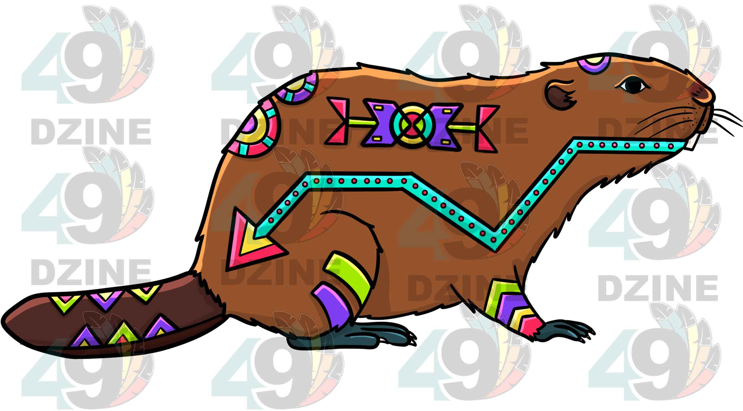 Beaver 1 Colored UV Sticker