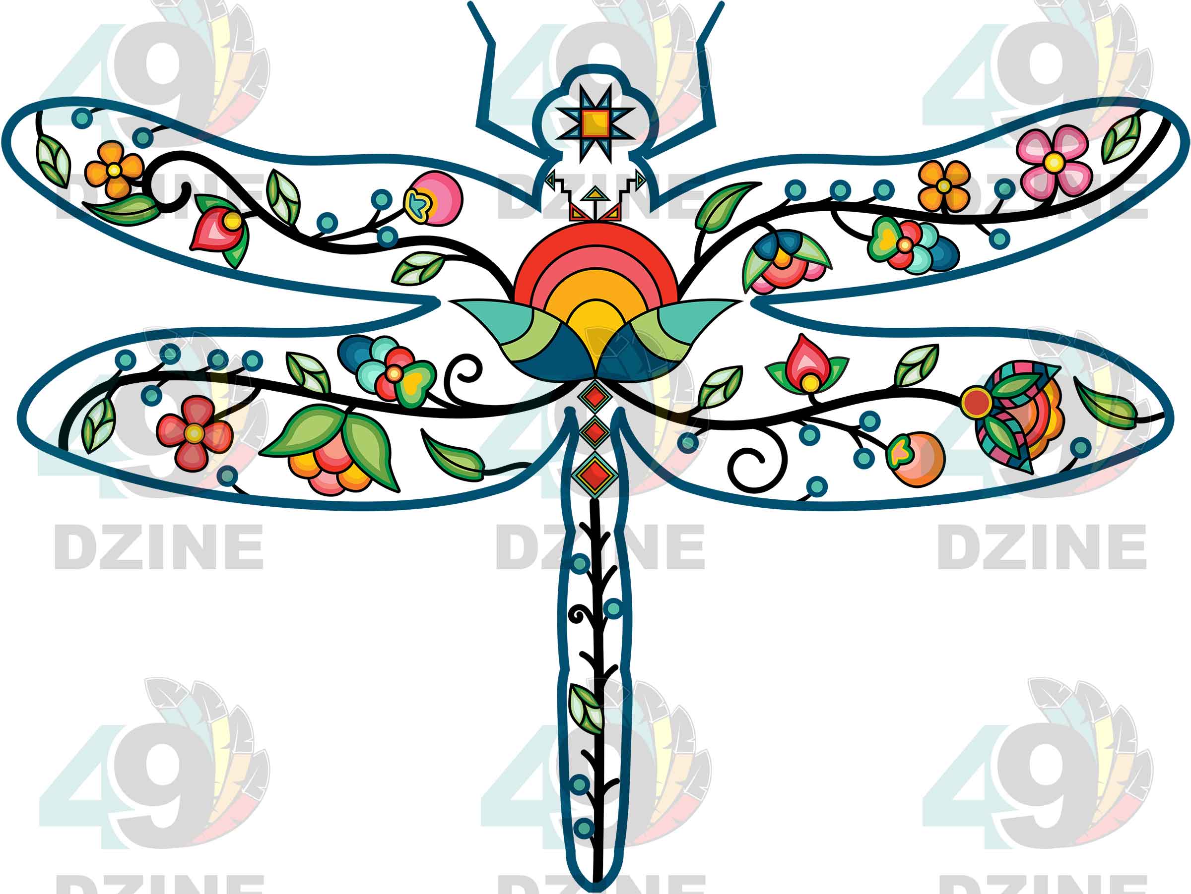Dragonfly Floral Animals 01 UV Sticker