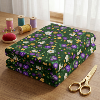 Midnight Moss Bloom Forest Cotton Poplin