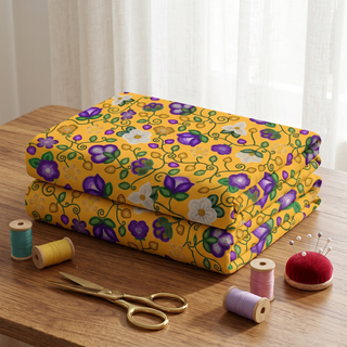 Midnight Moss Bloom Yellow Cotton Poplin