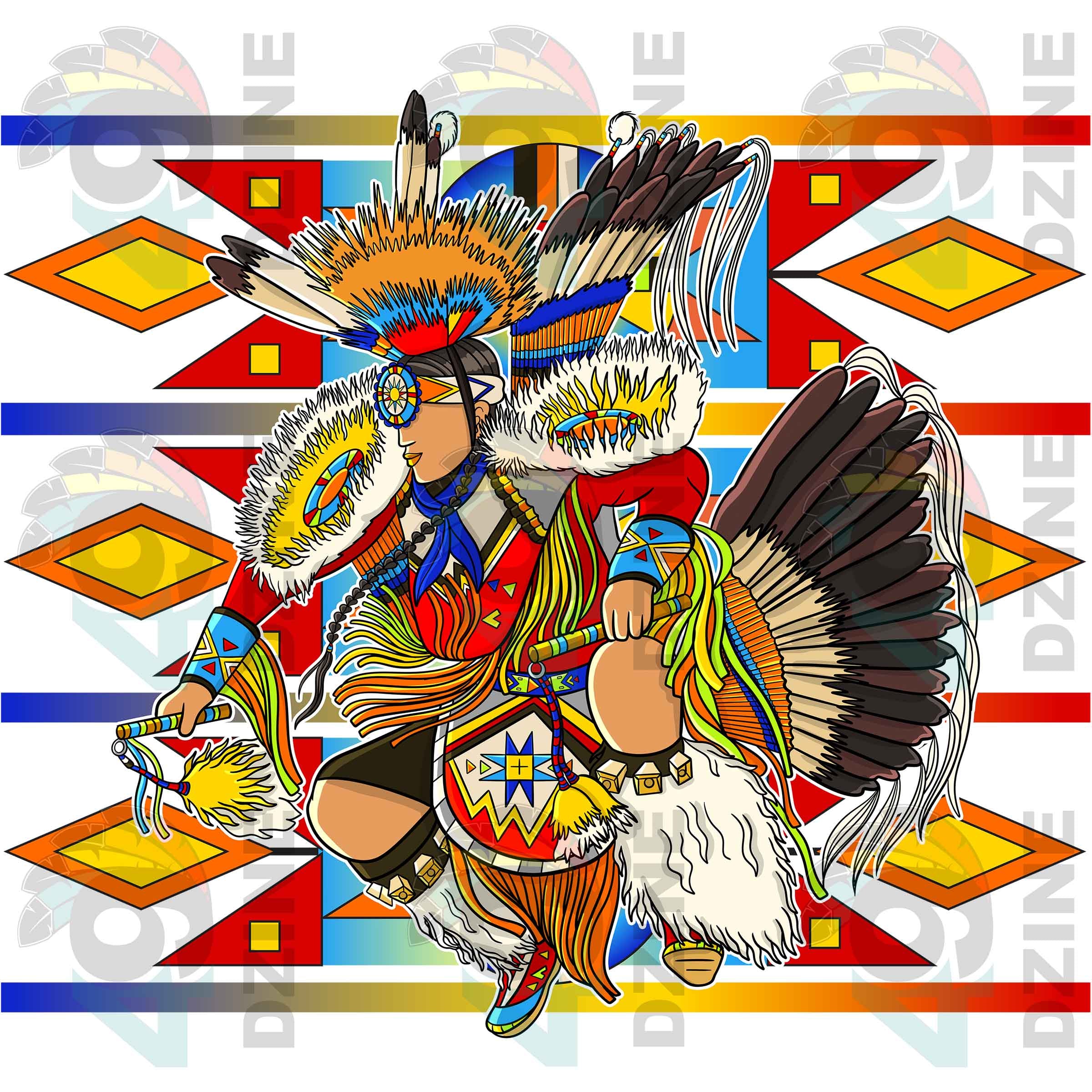 Fancy Dancer 3 with Geometric Design Transfer (Various Sizes)