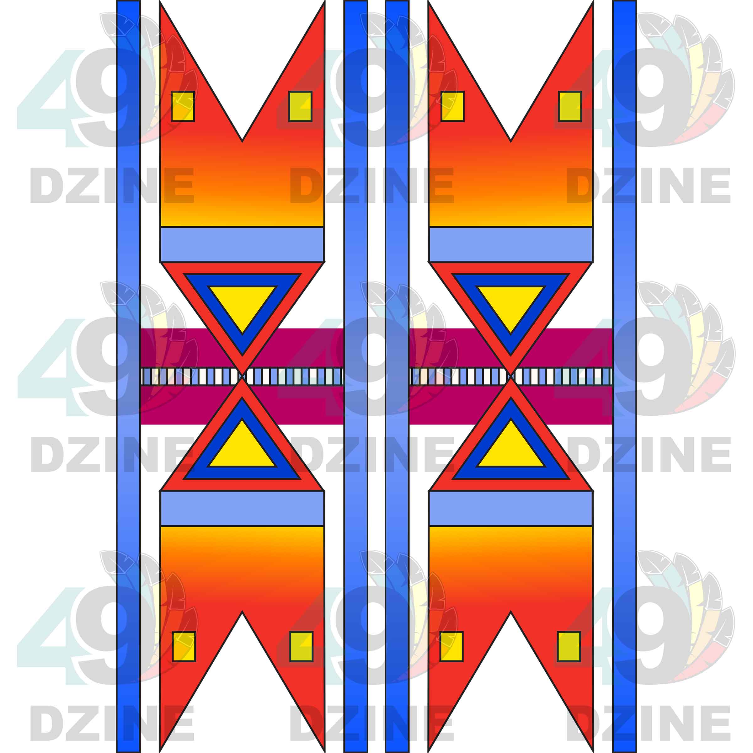 Fancy Dancer 5 with Geometric Design Two arm pieces Transfer (Various Sizes)