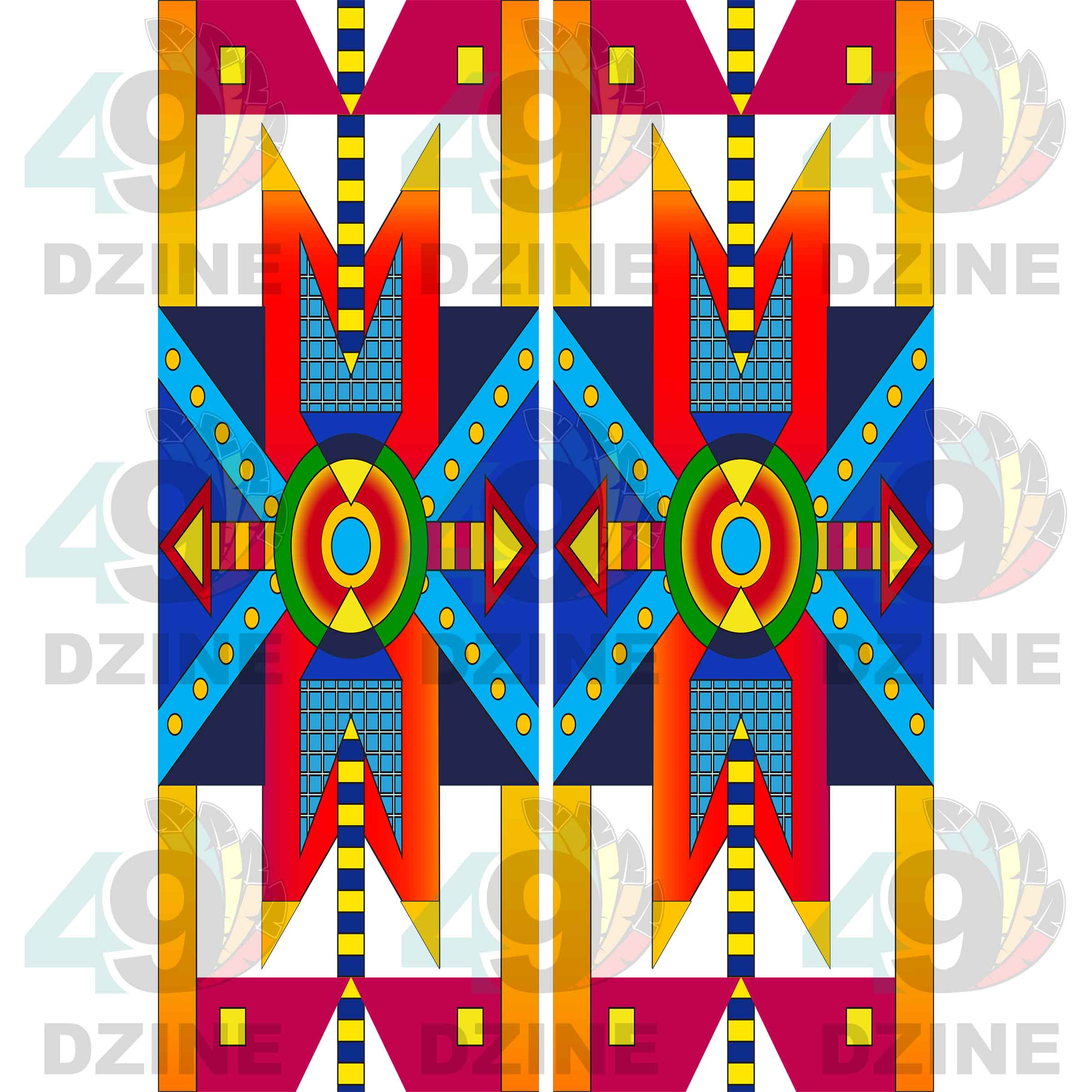 Fancy Dancer 9 with Geometric Design Two arm pieces Transfer (Various Sizes)