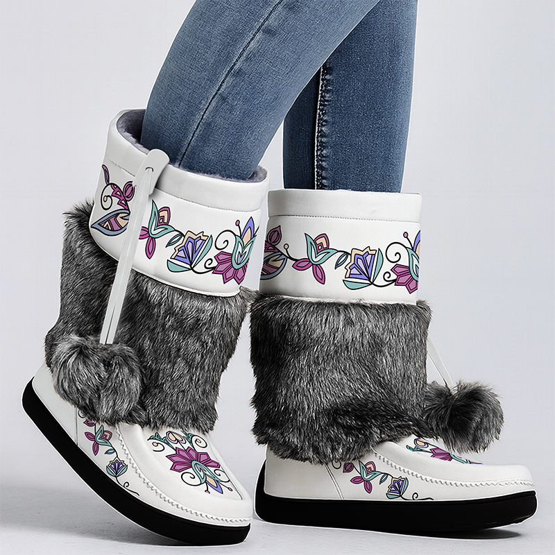 Moonlit Frost Real Leather MocLux Calf with Fur