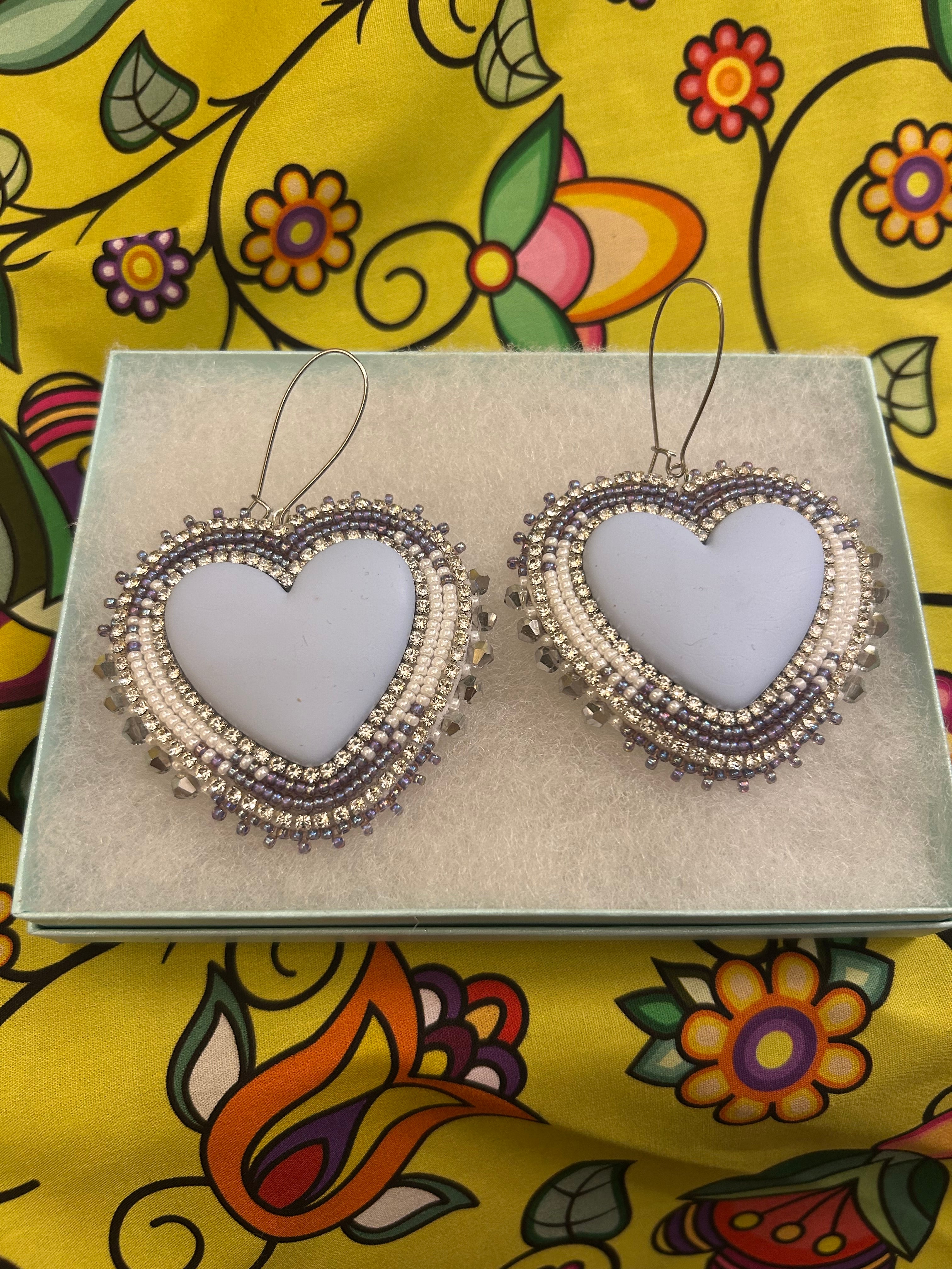 Karin Moen Periwinkle Purple Heart Earrings