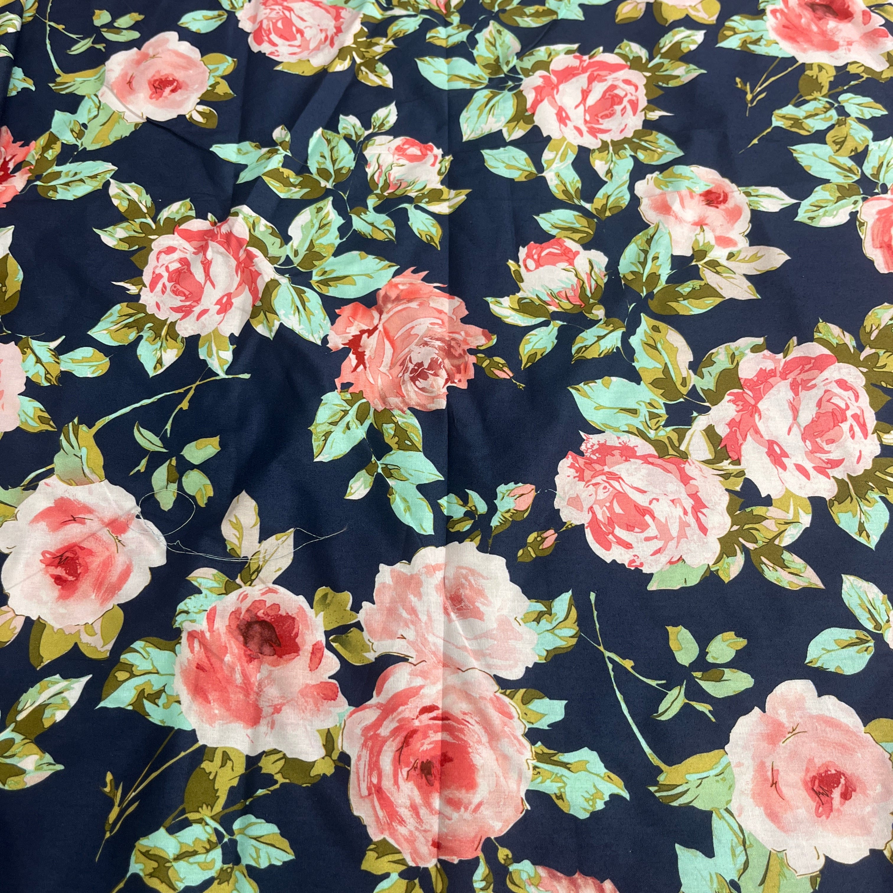 Bright Flowers Royal Cotton Fabric