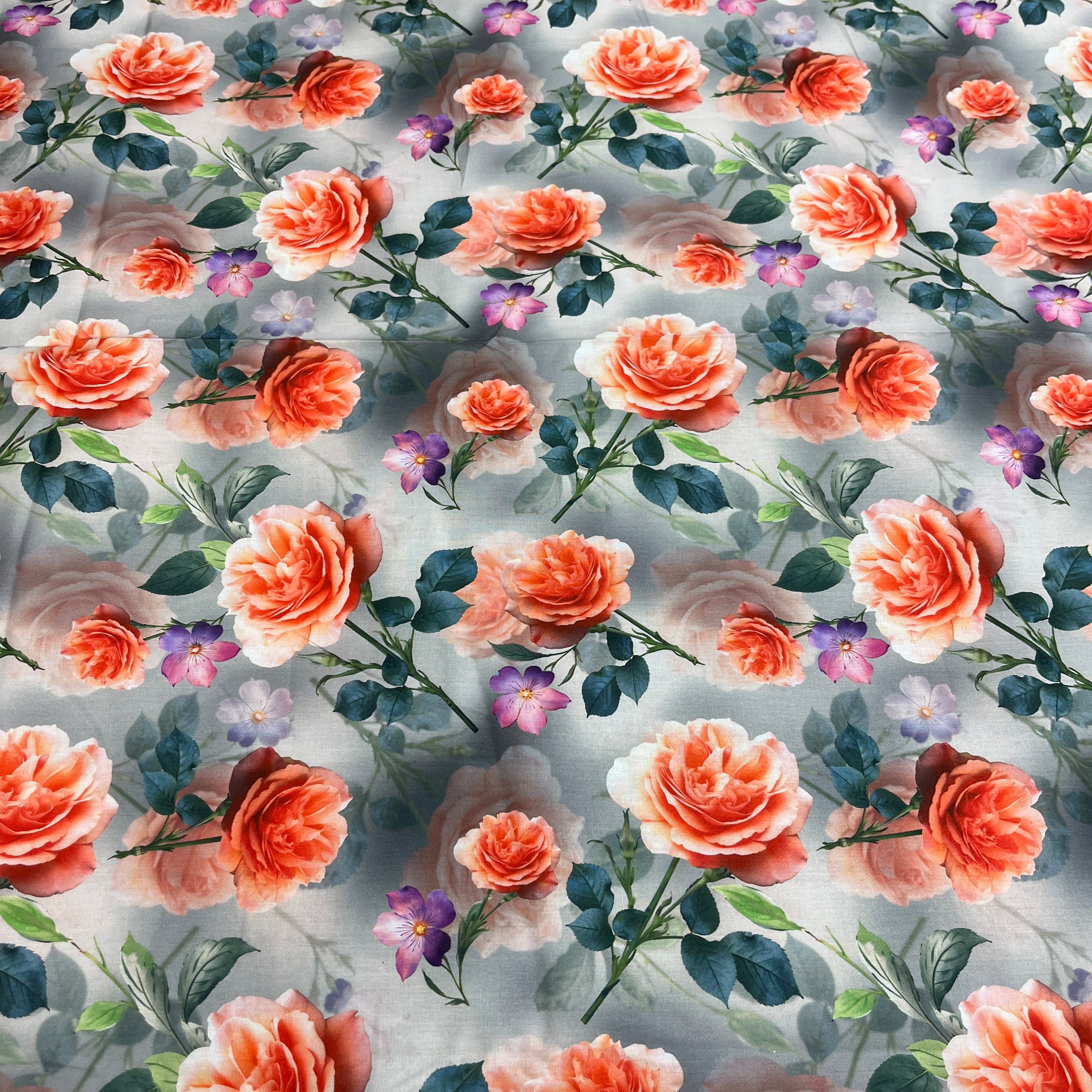 Smoke Flowers Autumn Cotton Fabric