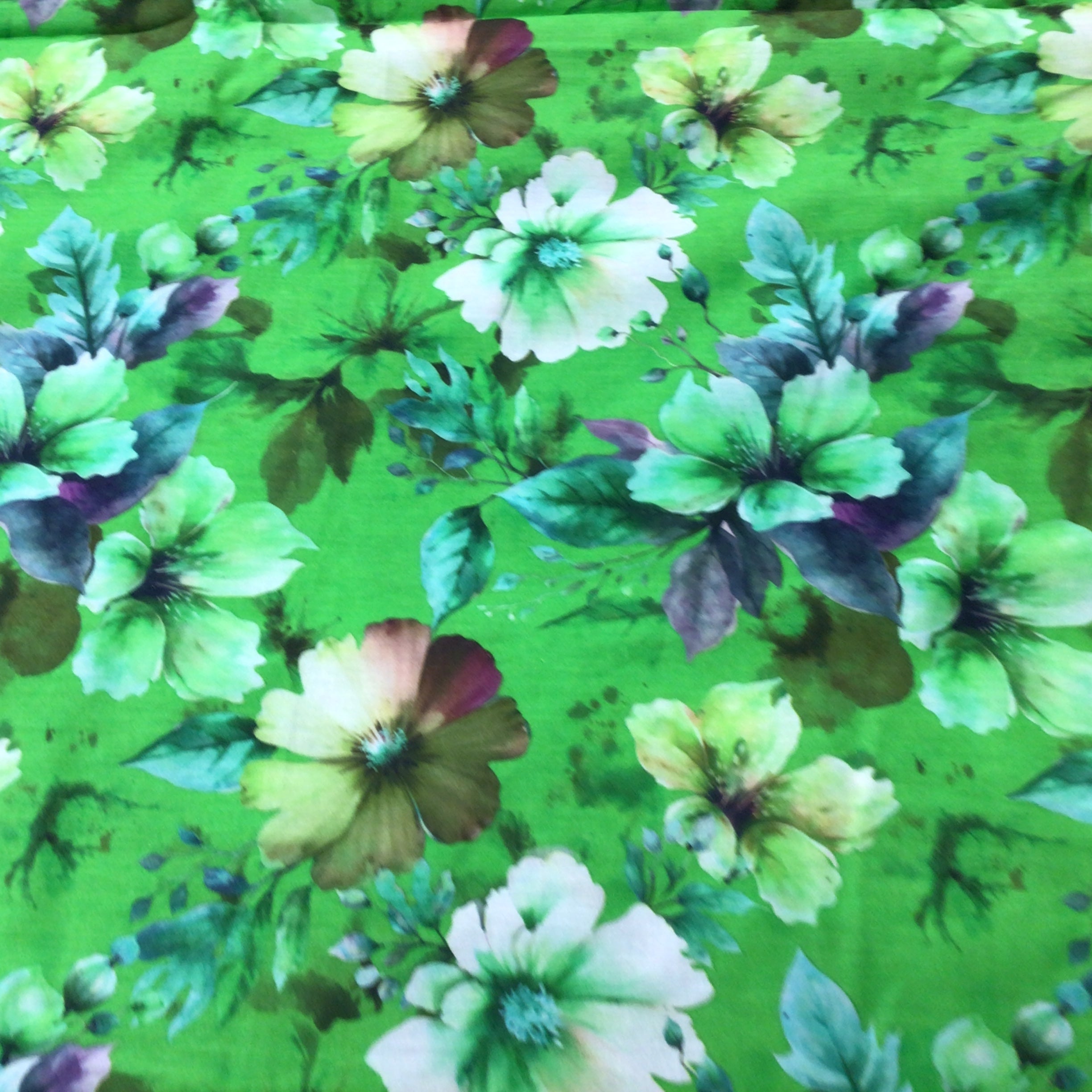 Royal Flowers Grass Cotton Fabric