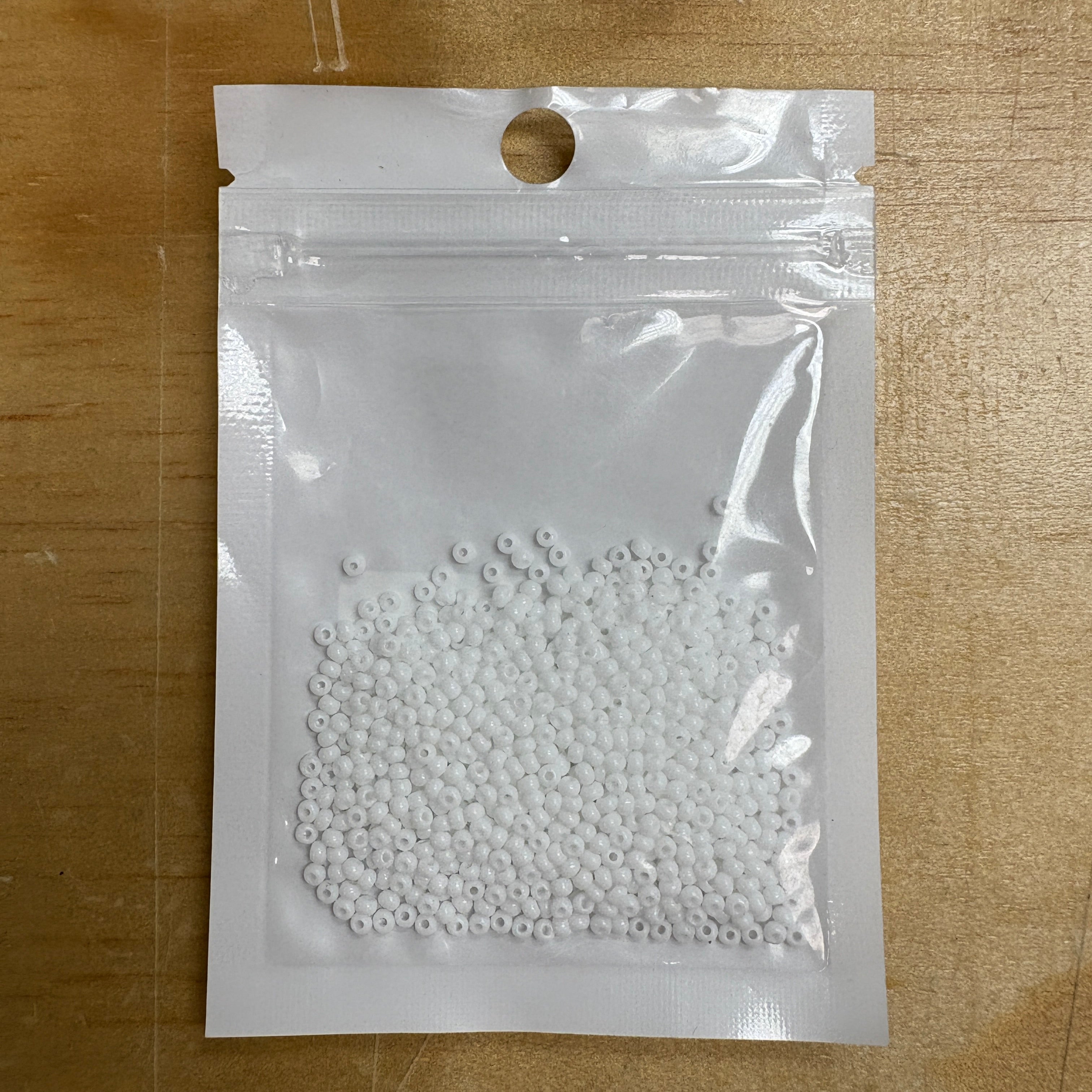 2mm Glass Seed Beads Size 12/0 - Snow