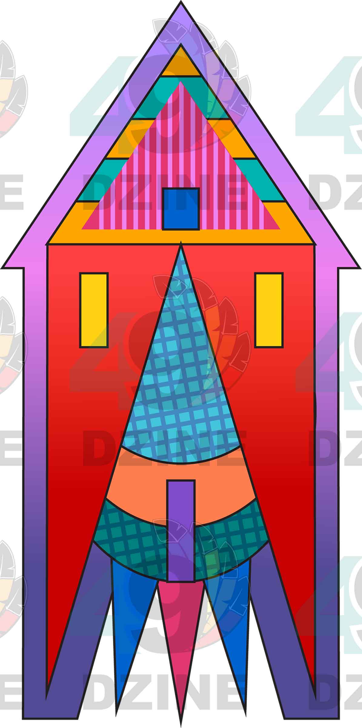 Rainbow Spirit Path Geometric Element 3 Transfer (Various Sizes)