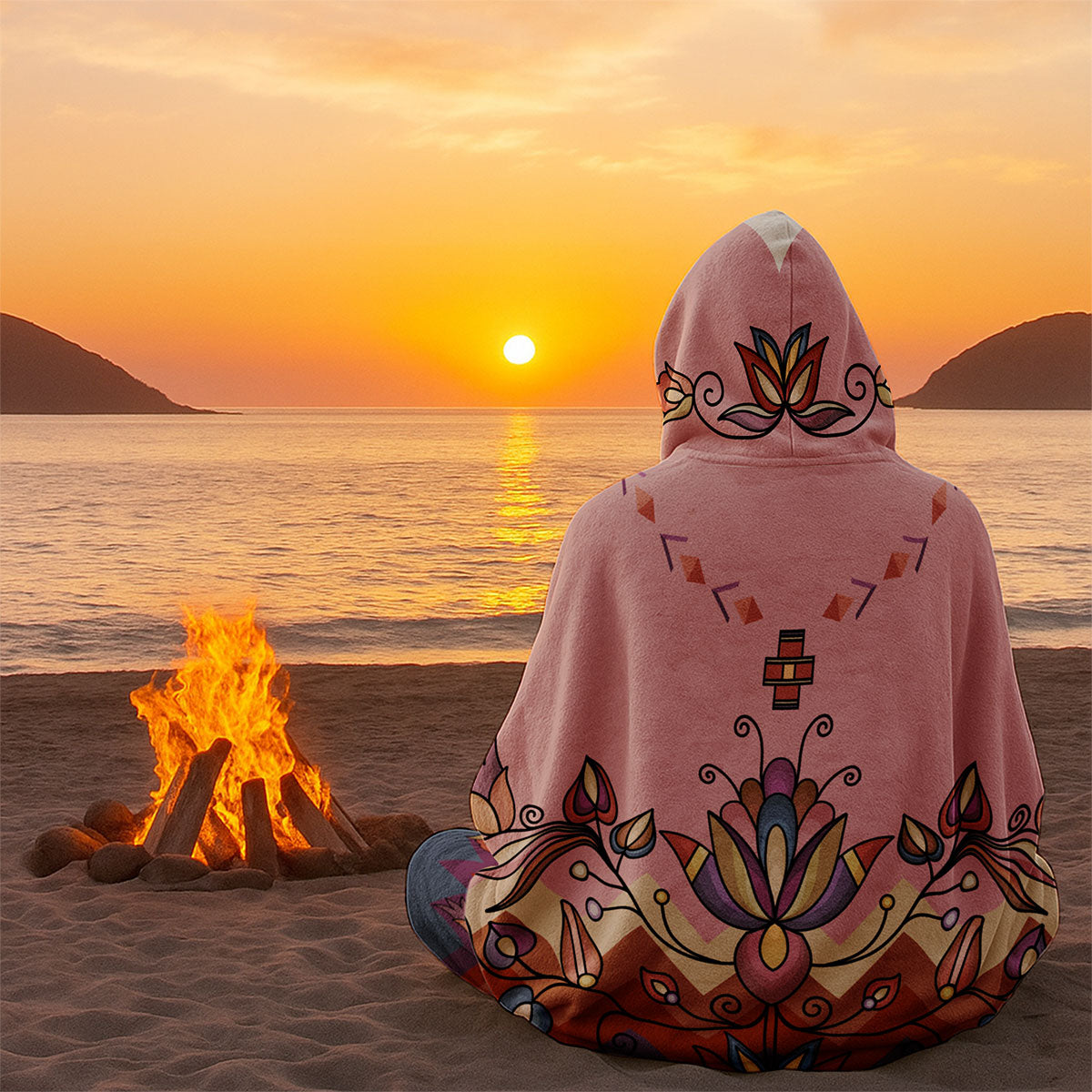 Ember Blossom Hooded Blanket