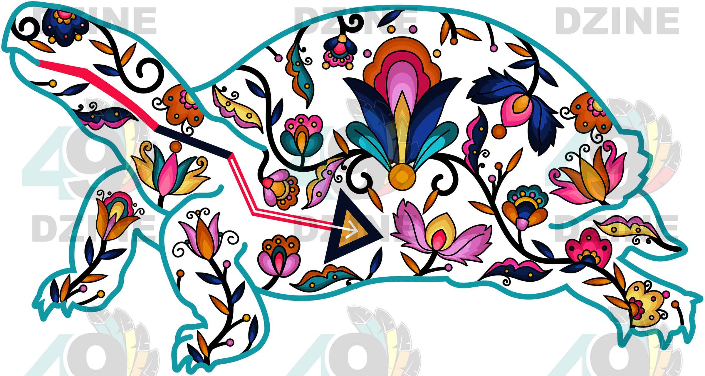 Land Turtle Floral Animals 01 UV Sticker