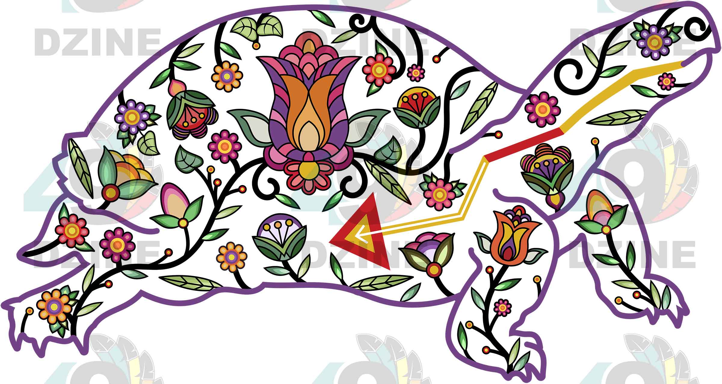 Land Turtle Floral Animals 02 UV Sticker