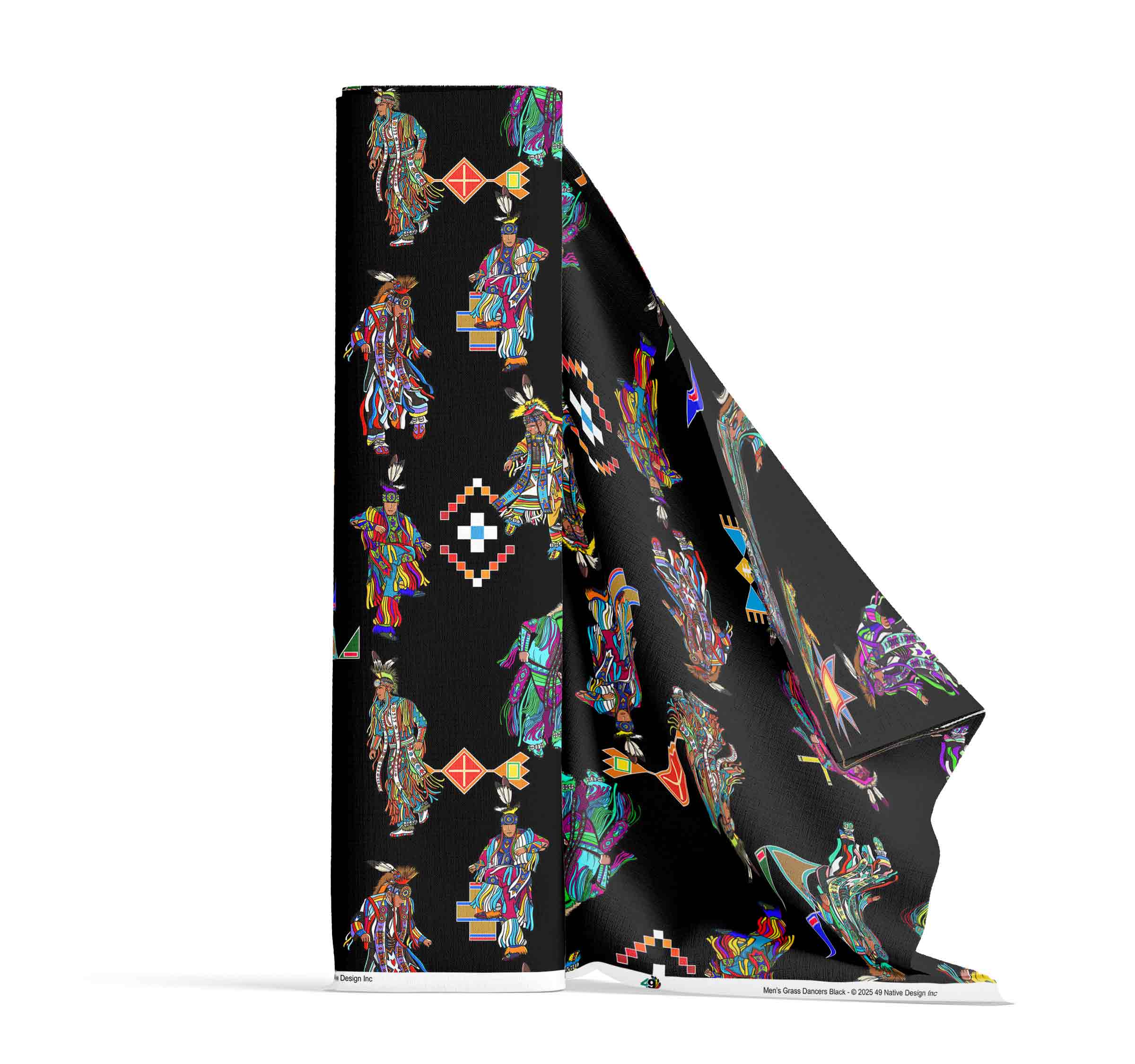 Men's Grass Dancers Black Large Cotton Poplin