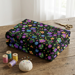 Bloom Uplift Black Cotton Poplin