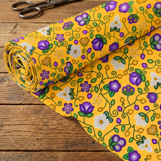Midnight Moss Bloom Yellow Cotton Poplin