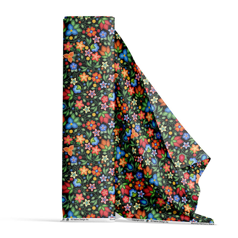 Morning Harmony Black Cotton Poplin