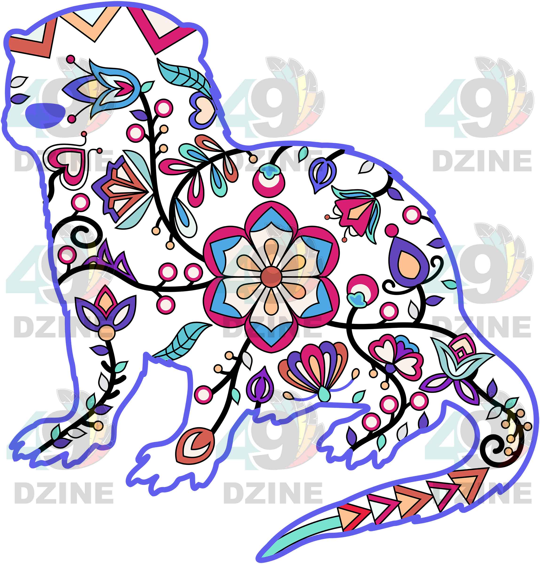 Otter Floral Animals 02 UV Sticker