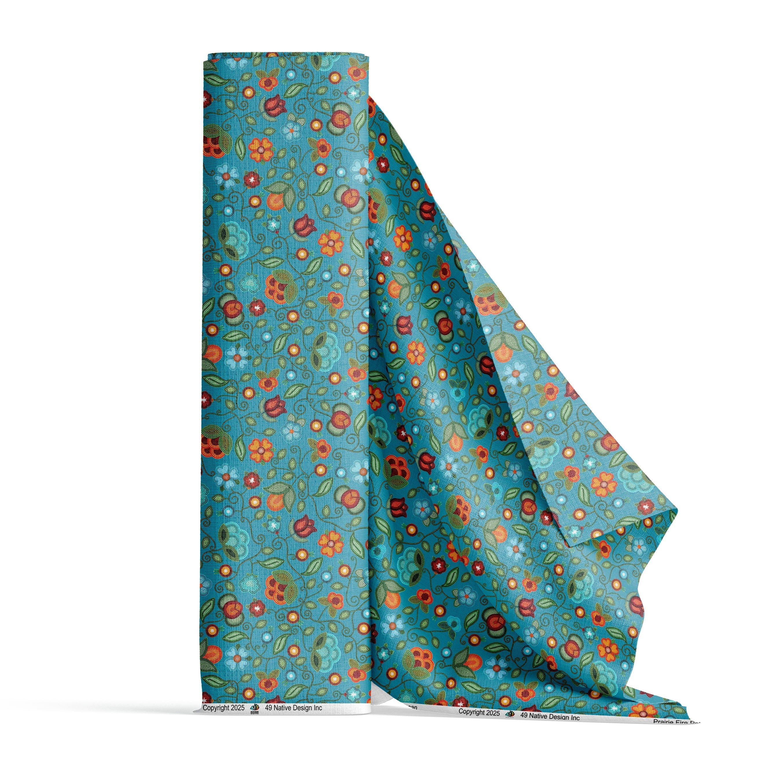 Prairie Fire Petals Ocean Cotton Poplin