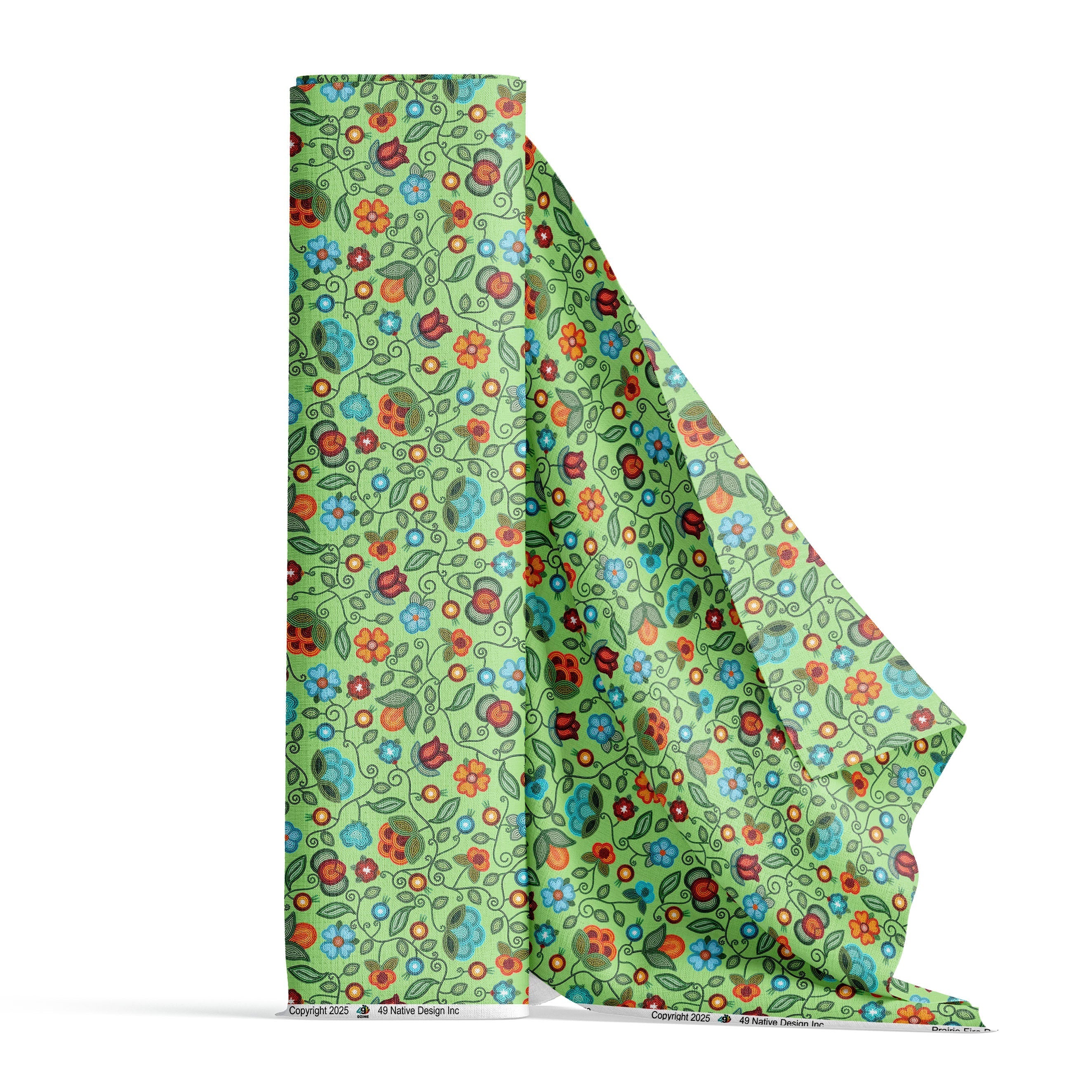 Prairie Fire Petals Sage Cotton Poplin