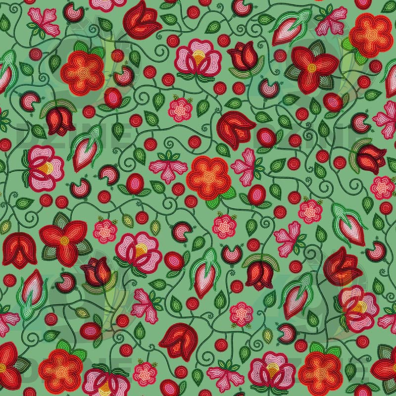 Rose Reverie Green Cotton Poplin